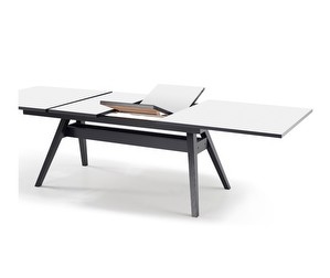 Extendable Dining Table #11, White/Black, 100 x 183/275 cm