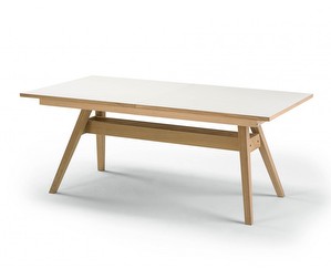 Extendable Dining Table #11, White / White-Oiled Oak, 100 x 183/275 cm