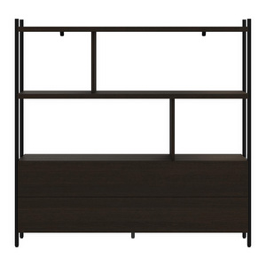 Calgary Shelf, Dark Oak / Black, 124 x 120 cm