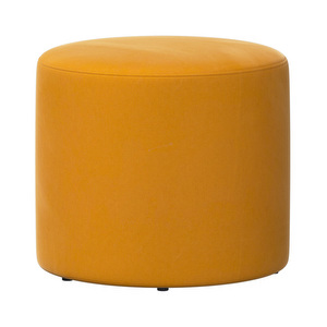 Eden Footstool, Bologna Fabric 3255 Mustard, ⌀ 45 cm
