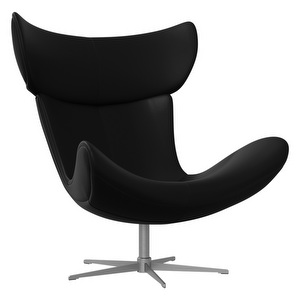 Imola Armchair, Nordic Grain Leather 5130 Black / Steel, Swivel base