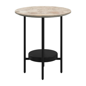 Madrid Side Table, Brown Ceramic / Black, ⌀ 46 cm
