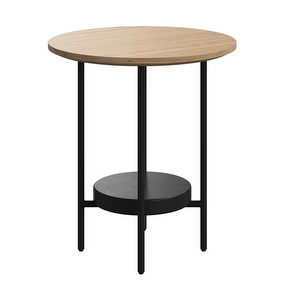 Madrid Side Table, Oak / Black, ⌀ 46 cm