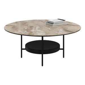 Madrid Coffee Table, Black / Brown Ceramic, ø 99 cm