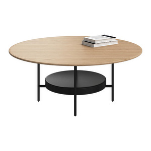Madrid Coffee Table, Black Metal / Oak, ø 99 cm