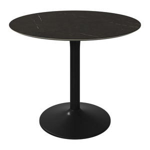 New York Dining Table, Dark Marble Ceramic / Black, ⌀ 99 cm