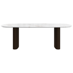 Santiago Dining Table, White Marble Ceramic / Dark Oak, 99 x 230 cm