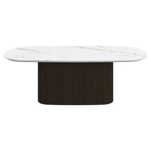 Santiago Coffee Table, White Ceramic / Dark Oak, 58 x 118 cm