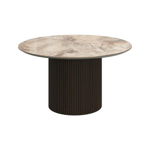 Santiago Coffee Table, Brown Ceramic / Dark Oak, ⌀ 80 cm