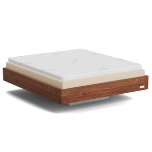 Hällsö Bed, Wool Fabric Beige / Walnut, 180 x 200 cm / firm