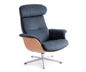 Timeout Armchair, Evita Fabric Blueberry / Oak