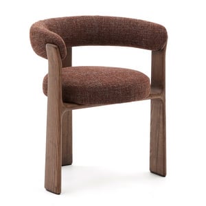 Granite Chair, Chenille Fabric Brown / Walnut, 3-legged