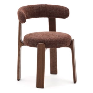 Granite Chair, Chenille Fabric Brown / Walnut
