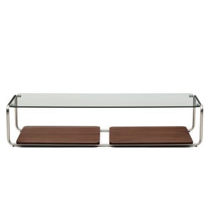 Tarsel Sofa Table, Walnut / Stainless Steel / Glass, 140 x 60 cm