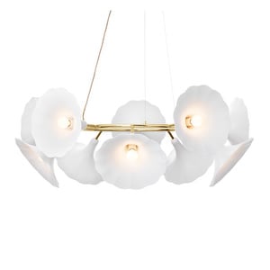 Petalii 10 Chandelier, White / Polished brass, ⌀ 100 cm