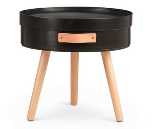 Aski Coffee Table/Storage Unit, With leg, Black, ø 48 cm